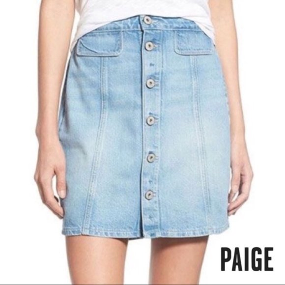 PAIGE Dresses & Skirts - PAIGE Bianca Denim Button Front Skirt Size 27